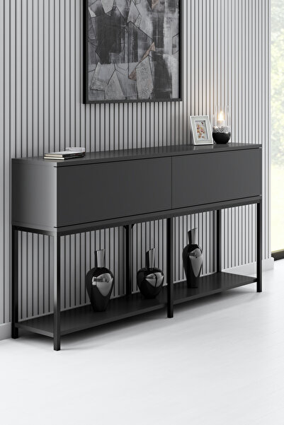 Modatte LORA SİYAH METAL AYAKLI ANTRASİT DRESUAR