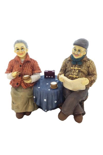 BV Decoration of two old women sitting at a table, G395ADD