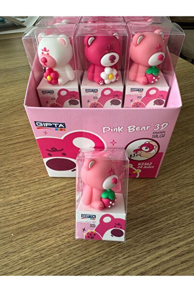 Gıpta PINK BEAR 3D SİLGİ 1 ADET - BEZ ÇANTA HEDİYELİ K2363