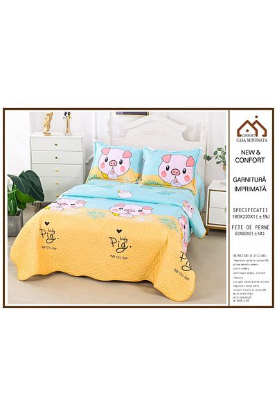 FIONNA.RO 1 Person Duvet Set - Baby Pig