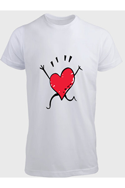 Unisex Erkek/Kadın Kişiye Özel EMOJİ Baskılı Pamuklu Bisiklet Yaka T-Shirt