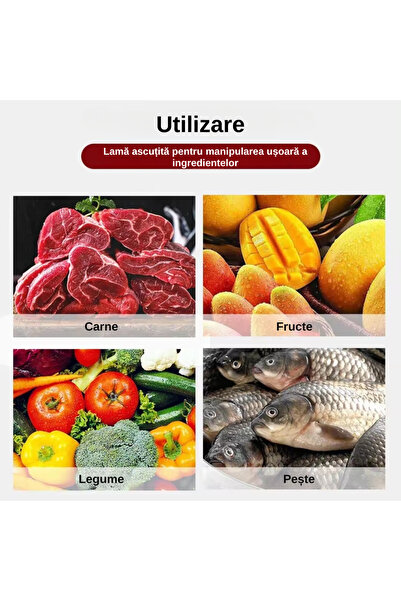 LUDORA Set cutite bucatarie, din inox, 6 piese, 4 cutite de bucatarie, 1 foarfeca din oțel inoxidabil