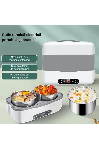 LUDORA Electric Lunch Box, Heated and Steamed, 4 Containers, Total Capacity 2L, Power 250W,