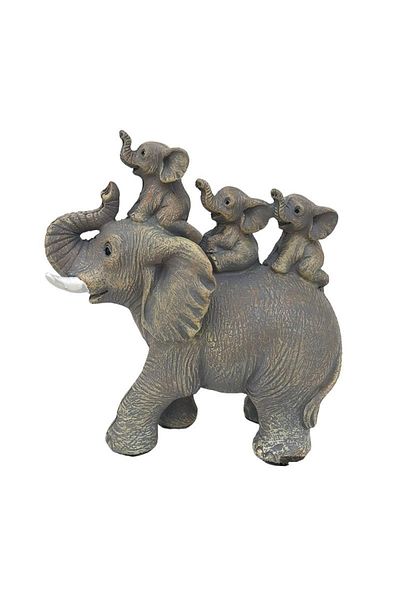 BV Decorative statuette, Elephant Family, Gray, 15 cm, 1131H -1