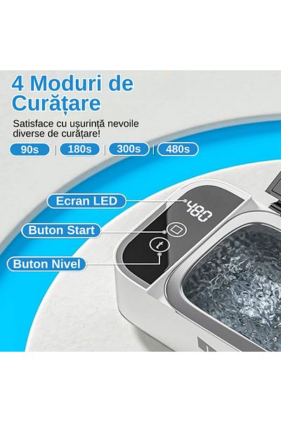 LUDORA Stainless Steel Ultrasonic Cleaner, 4 Cleaning, Sterilization and Disinfection Modes