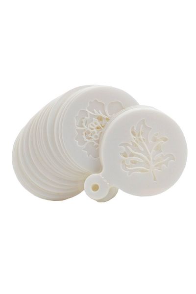BV Set of 50 stencils for decorating coffee cups, for painting, White, 8.7 cm, A1427