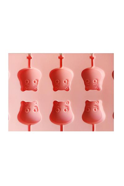 BV Matră de silicon cu 12 cavități, Hippo, Acadele de ciocolată sau Acadele de zahăr, Roz, 26 cm, 245COF