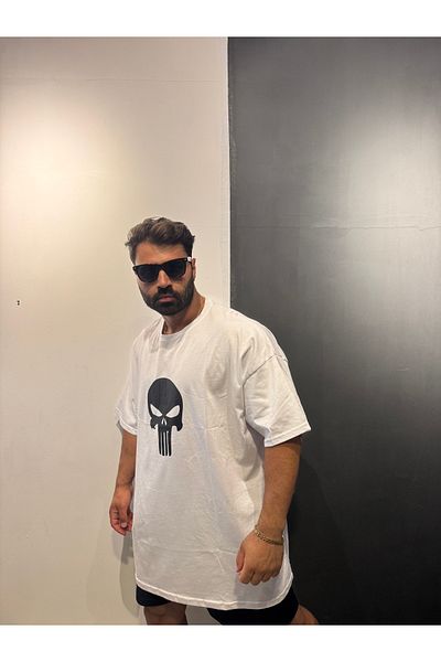 Bas Body FitnessWear Punisher Printed Large Size Oversized Crew Neck Combed Cotton Fabric T-Shirt