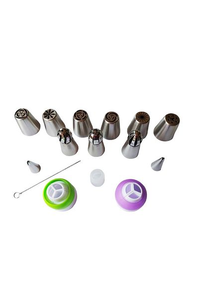 BV Stainless steel cake decorating tips set, 15 accessories, 4 cm, 361COF