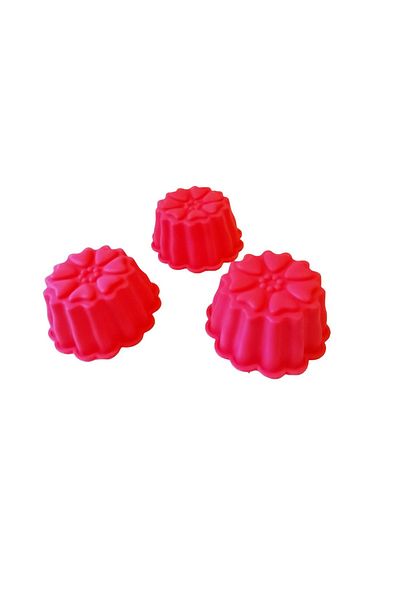 BV Silicone muffin mold, 3 cavities, Red, 9 cm, 331COF