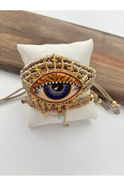 AGG TASARIM Seramik Gözlü Ayarlanabilir Makrome Bileklik