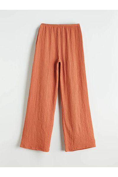 LC Waikiki Xside Orange Textured Women's Trousers with Elastic Waist