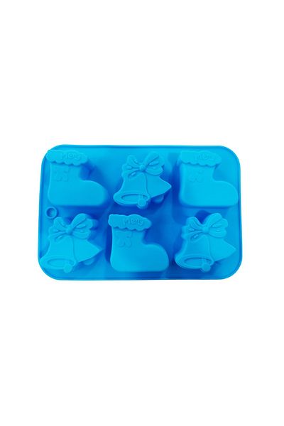 BV Formă de silicon cu 6 cavități, Temă Sărbători de Iarnă, Pentru prăjituri sau brioșe, Albastră, 26 cm, 237COF