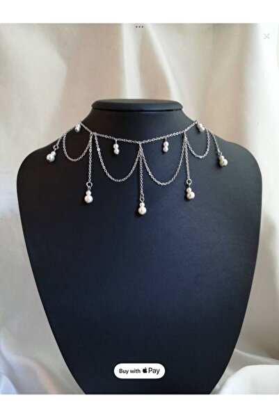 Shiklik MODA قلادة من اللؤلؤ الفضي اللون لتعزيز أناقتك