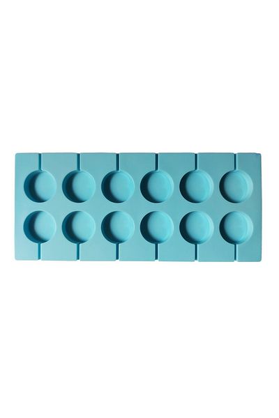 BV Matră de silicon cu 12 cavități, Rotundă, Acadele de ciocolată sau Acadele de zahăr, Albastră, 27 cm, 292COF