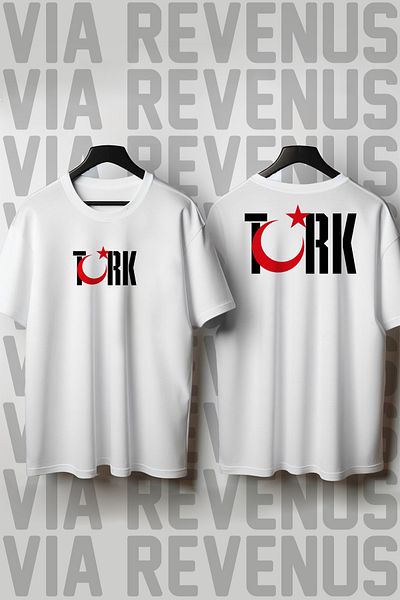 Vordevia Tricou unisex cu decolteu rotund imprimat față și spate TURC
