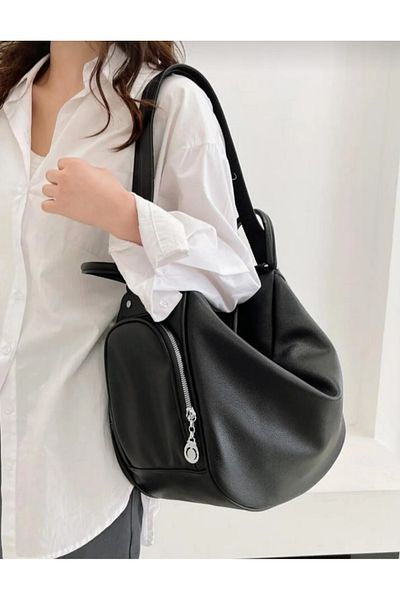 eflanmoda Multi-Compartment Black Women's Hand Shoulder and Backpack
