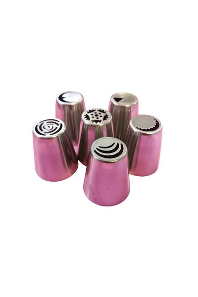BV Set of 6 ornate stainless steel shower heads, Rose, 57COF