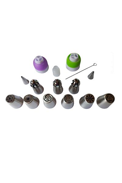 BV Stainless steel cake decorating tips set, 15 accessories, 4 cm, 361COF