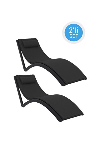 Omnipazar TRK-087 Siesta Minderli Yastıklı Lüks Ergonomik Slim Şezlong Siyah ...