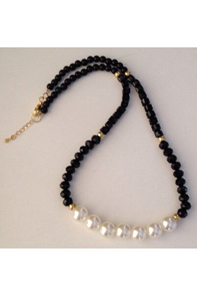 MODAELMAS1 Elegant Black Stone and Pearl Women's Necklace - Add Chic to Your ...