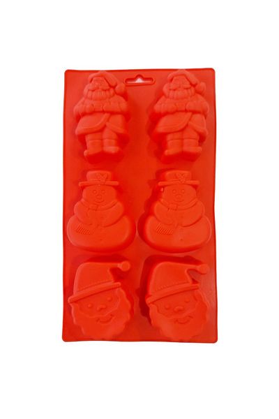 BV Silicone mold 6 cavities, Santa Claus, Snowman, For cakes or muffins, Red, 29 cm, 240COF