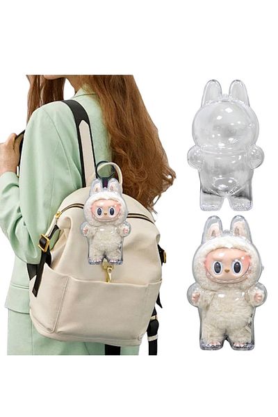 happystoretr Clear Macaron Case Dust Box for Labubu Popmart Bubble Mart Doll Accessories