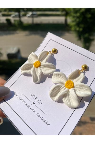 VIVINCA Handmade Polymer Clay Colorful Vibrant Lightweight Earrings - Vivinca Morni̇ng Dai̇sy