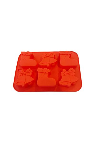 BV Silicone mold 6 cavities, Winter Holidays theme, For cakes or muffins, Red, 26 cm, 238COF