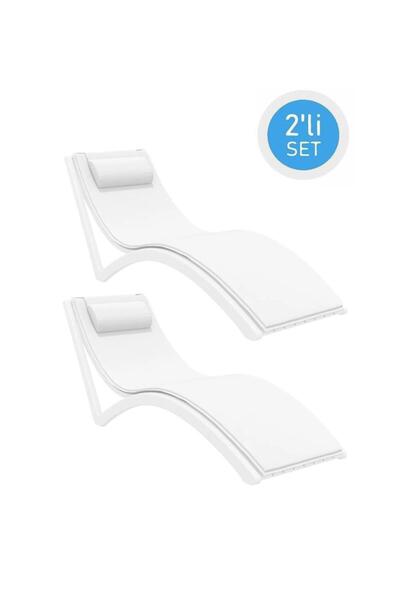Omnipazar TRK-087 Siesta Minderli Yastıklı Lüks Ergonomik Slim Şezlong Beyaz ...