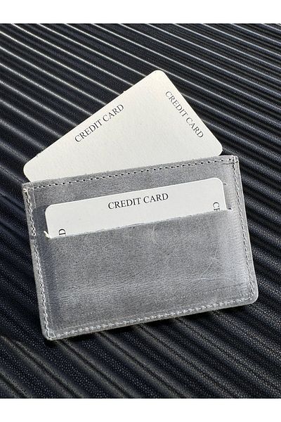 Anemore Collection Leather Card Holder & Card Visitor in Real Leather Hand Made in Gray Color