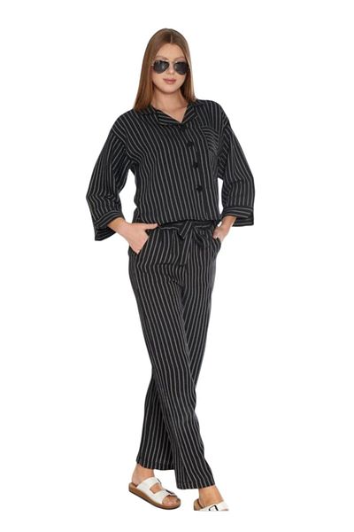 FLZ Truvakar Sleeve Women's Bottom-Top Suit Striped Black