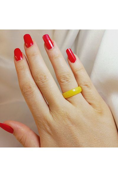 Crystal Atelier Certified Yellow Natural Agate Stone Evil Eye Ring