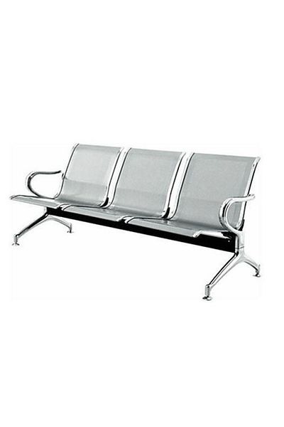 AWF AL WADI FURNITURE Set of 2 Ergonomic 3-Seater Metal Frame Airport Chairs for Office, Hospital & Visitor Areas - Silver