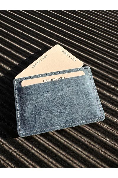Anemore Collection Leather Card Holder & Card Visitor Holder in Real Leather Hand Made in Light Blue Color