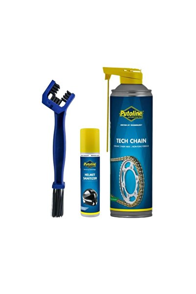 putoline 500 ML Tech-chain zincir yağ & 75 ML kask temizleme & Fırça
