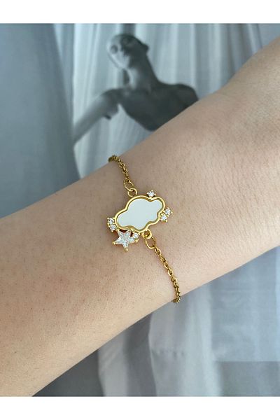 Pinery Jewels Cloud and Star Stone Steel Tarnish-Free Women's Bracelet