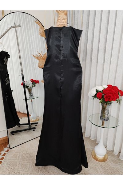 Nice Model Elegant Burgundy Mermaid Evening Dress with Floral Embroidery - Strapless Formal Gown