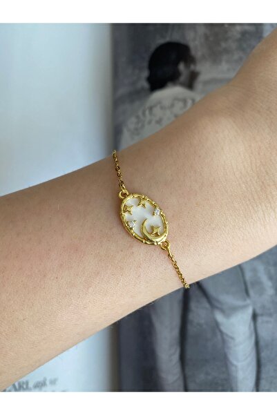 Pinery Jewels سوار نسائي من الفولاذ المقاوم للصدأ على شكل قمر ونجمة