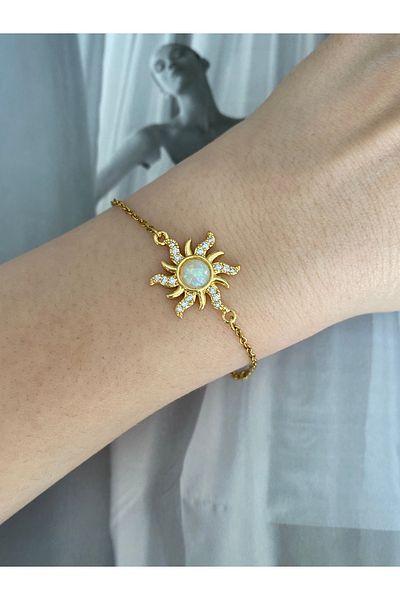 Pinery Jewels Pearl Detailed Sun Steel Tarnish-Free Women's Bracelet