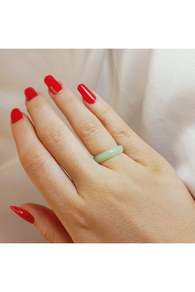 Crystal Atelier Certified Green Agate Stone Evil Eye Ring