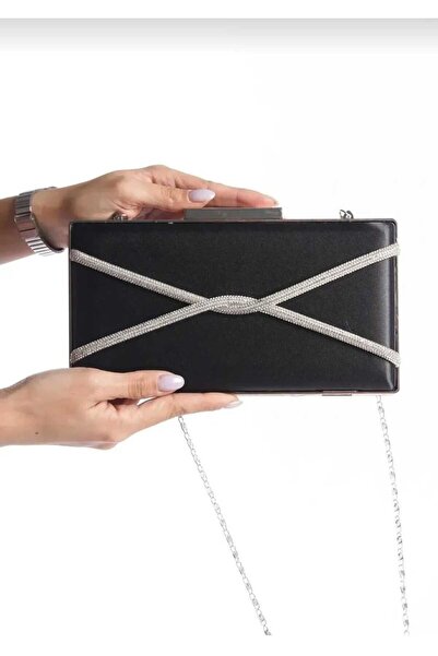 Efe SİMLİ ÇAPRAZ TAŞLI ZENCİR ASKILI ABİYE ÇANTA 22x11 CM