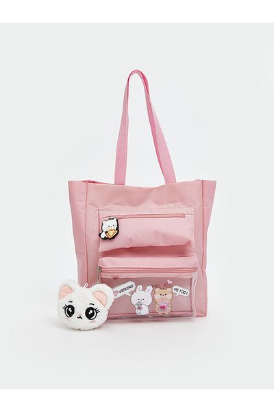 LC Waikiki Summer Collection Printed Transparent Pocket Girl's Shoulder Bag City