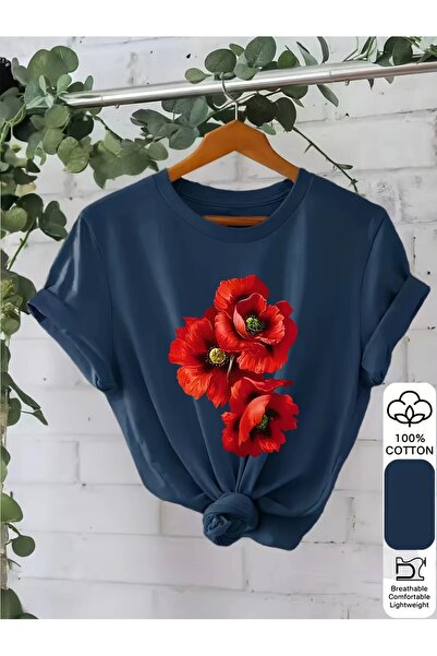 l'eivor Жіночий футболка з принтом квітки маку