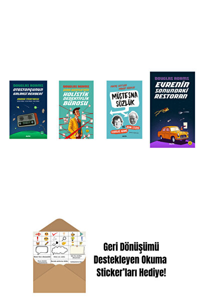 Alfa Yayınları Douglas Adams 4 Kitap Set + Okuma Sticker'ları