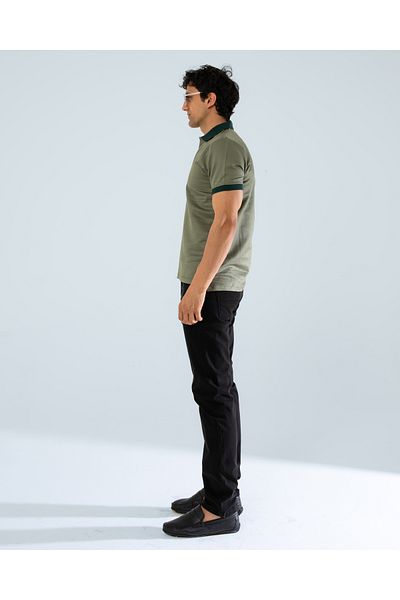 Walker London Men's Linen Fabric Polo Neck T-Shirt
