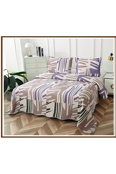 FIONNA.RO Double-Sided Quilted Cotton Blanket - Grey/Pink