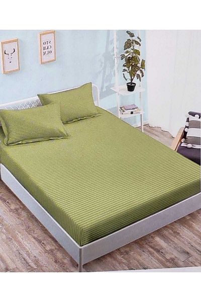 Pucioasa Double bed linen, Damask, Sulphur, 6 pieces, Fitted sheet 230x250 cm