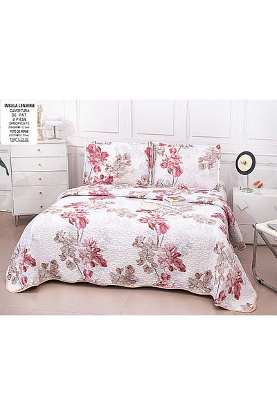 FIONNA.RO Double-Sided Quilted Cotton Blanket - Vibrant Flowers