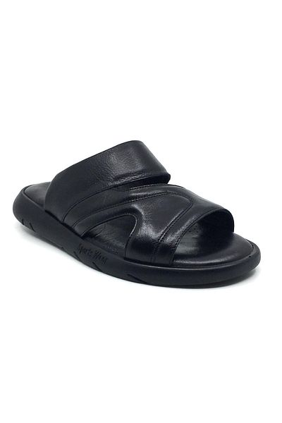 Taşpınar Ayakkabı 100% Genuine Leather Inside and Outside Leather Orthopedic Men's Summer Comfortable Seamless Slippers 40-45
